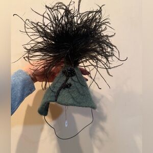 Green and Black Feathered Festive Party Green Hat